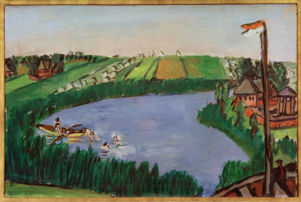 Nederlandsk landskap med badende av Max Beckmann