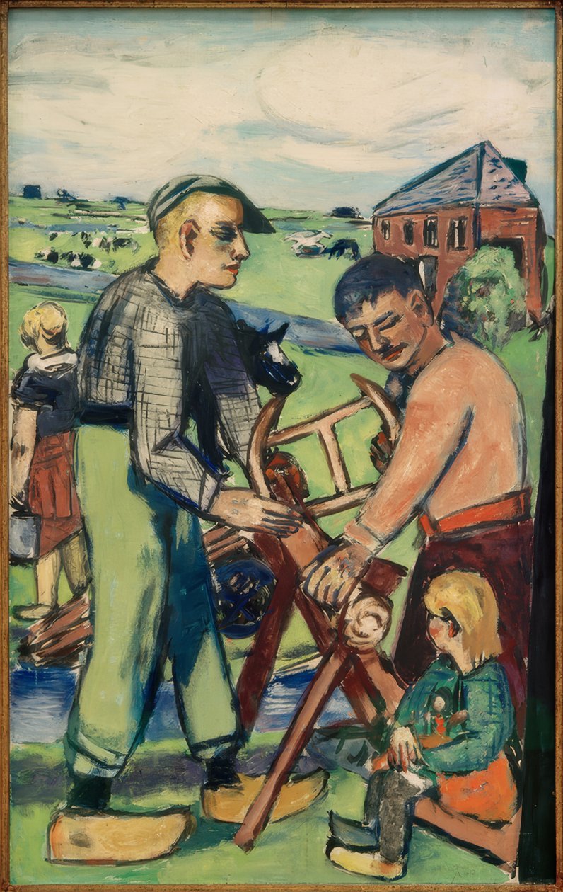 Tresag med barn (nederlandsk tresag) av Max Beckmann