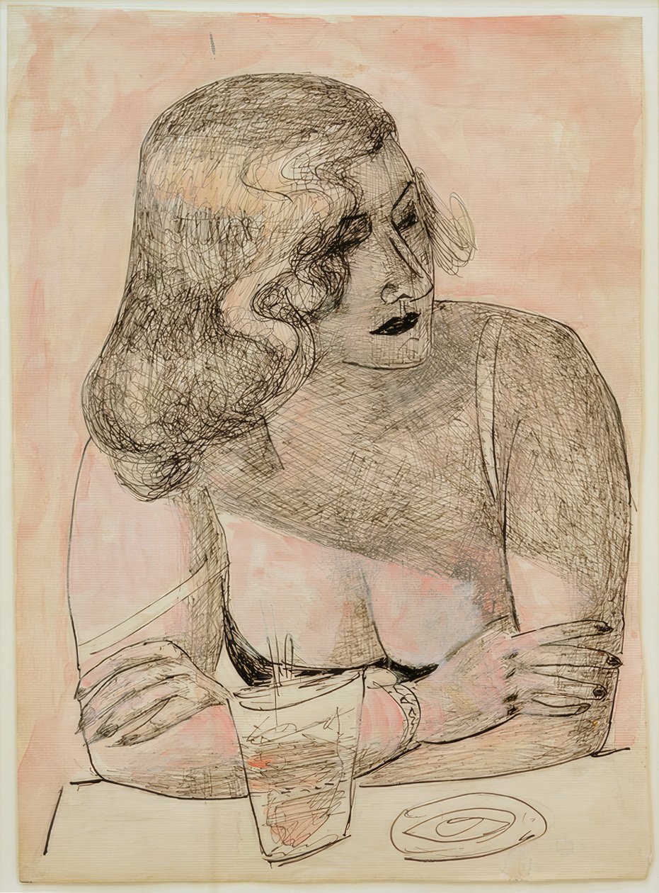 Ung kvinne med glass av Max Beckmann