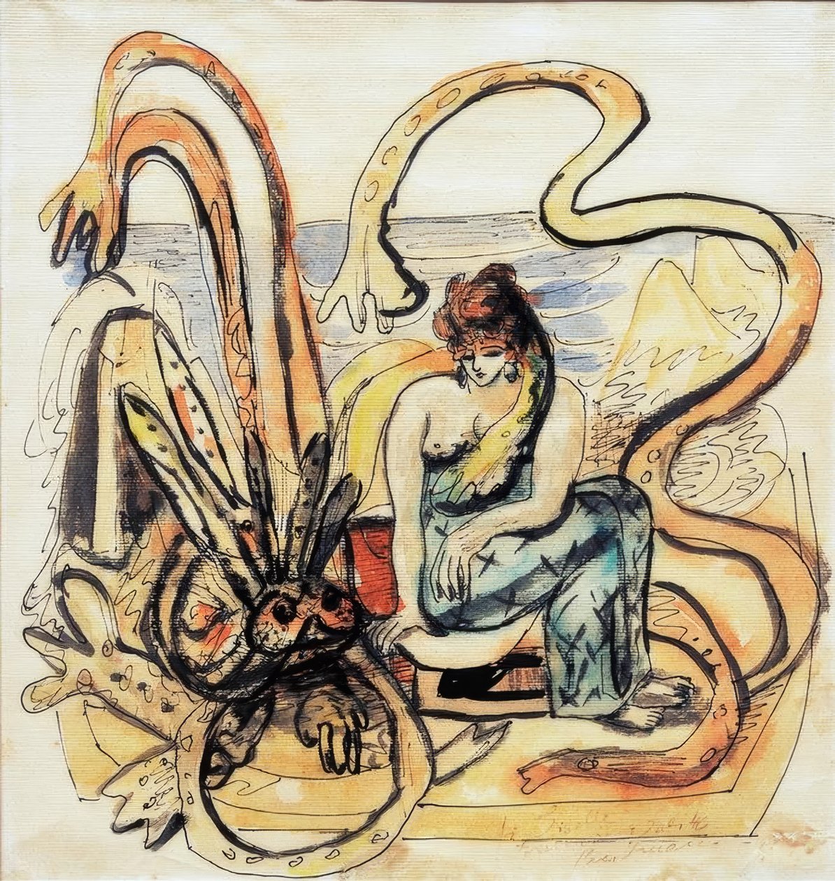 Jomfruen med udyret (kvinne med havmannen) av Max Beckmann