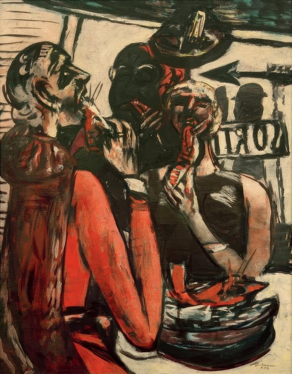 Prunier (Im Restaurant Prunier, Paris) av Max Beckmann