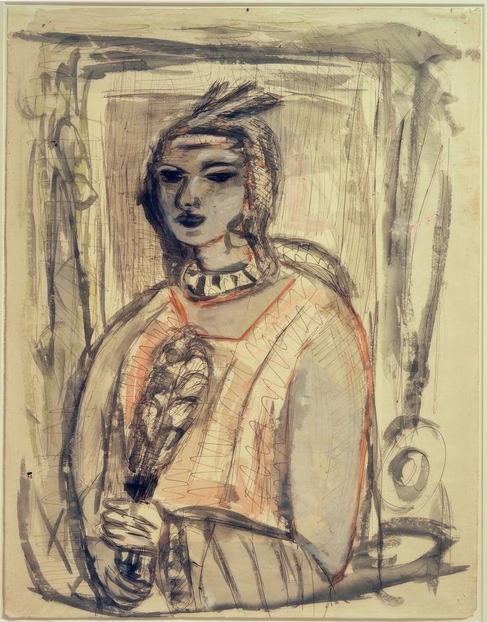 Quappi med hodeplagg av Max Beckmann