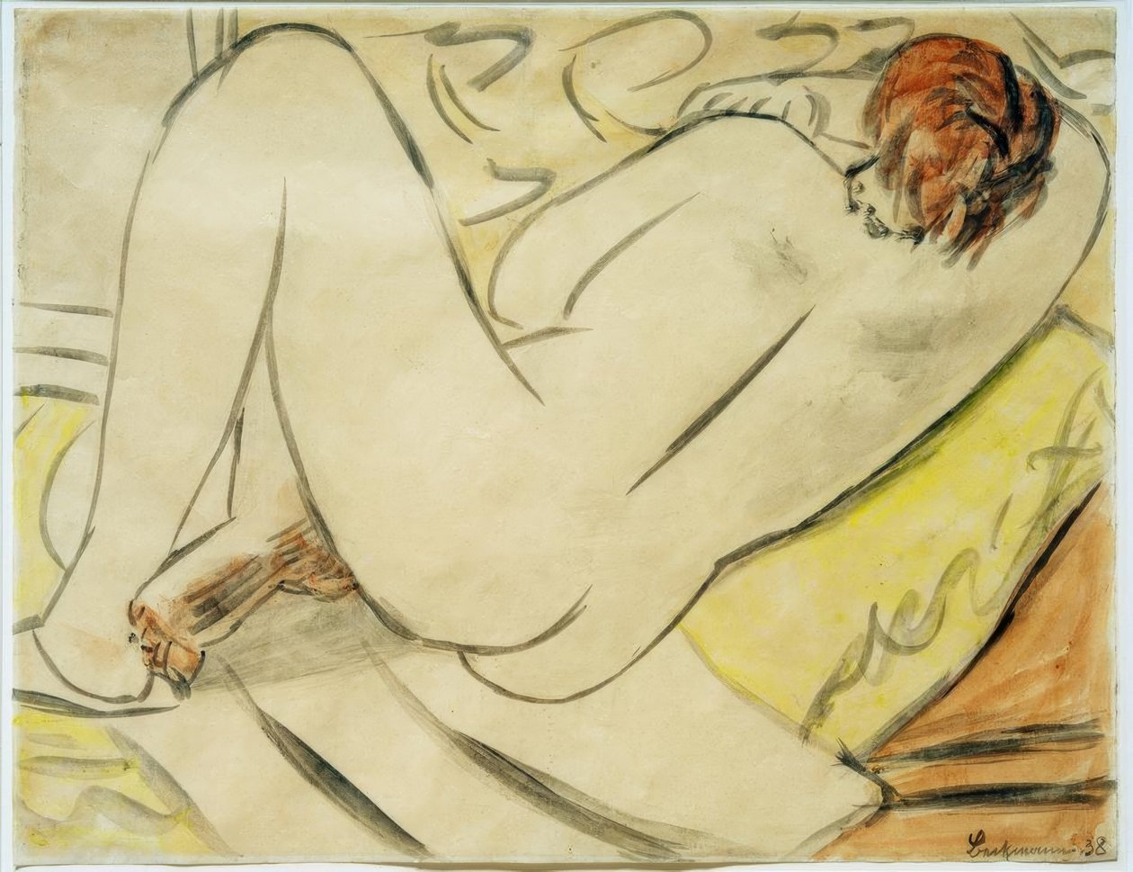 Naken bakfra, liggende av Max Beckmann