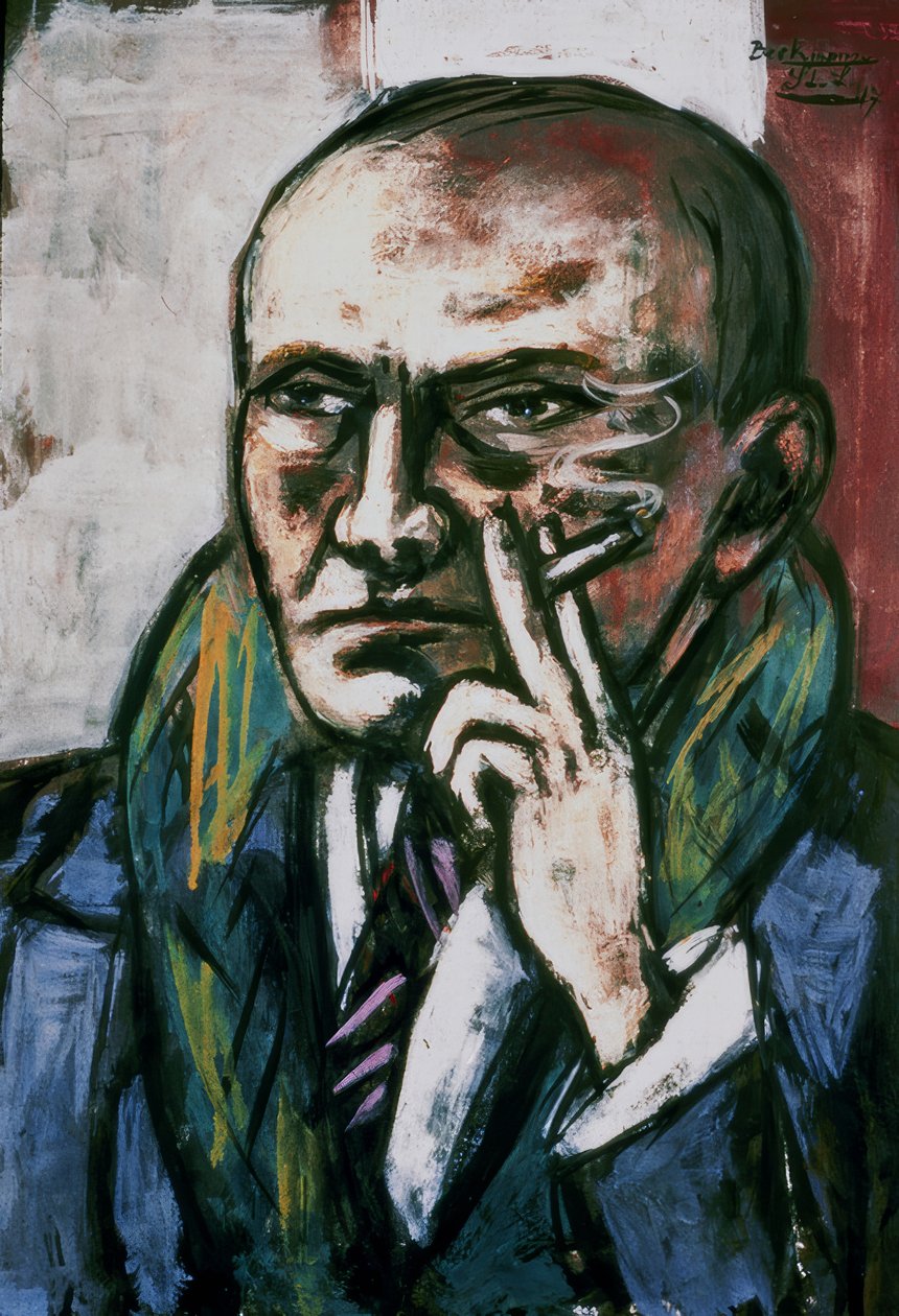 Selvportrett med en sigarett av Max Beckmann