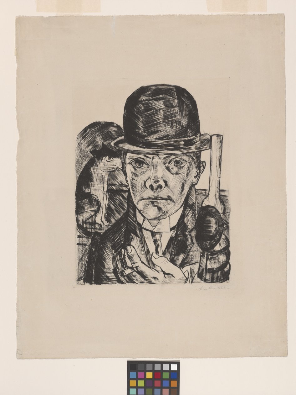 Selvportrett i bowlerhatt av Max Beckmann