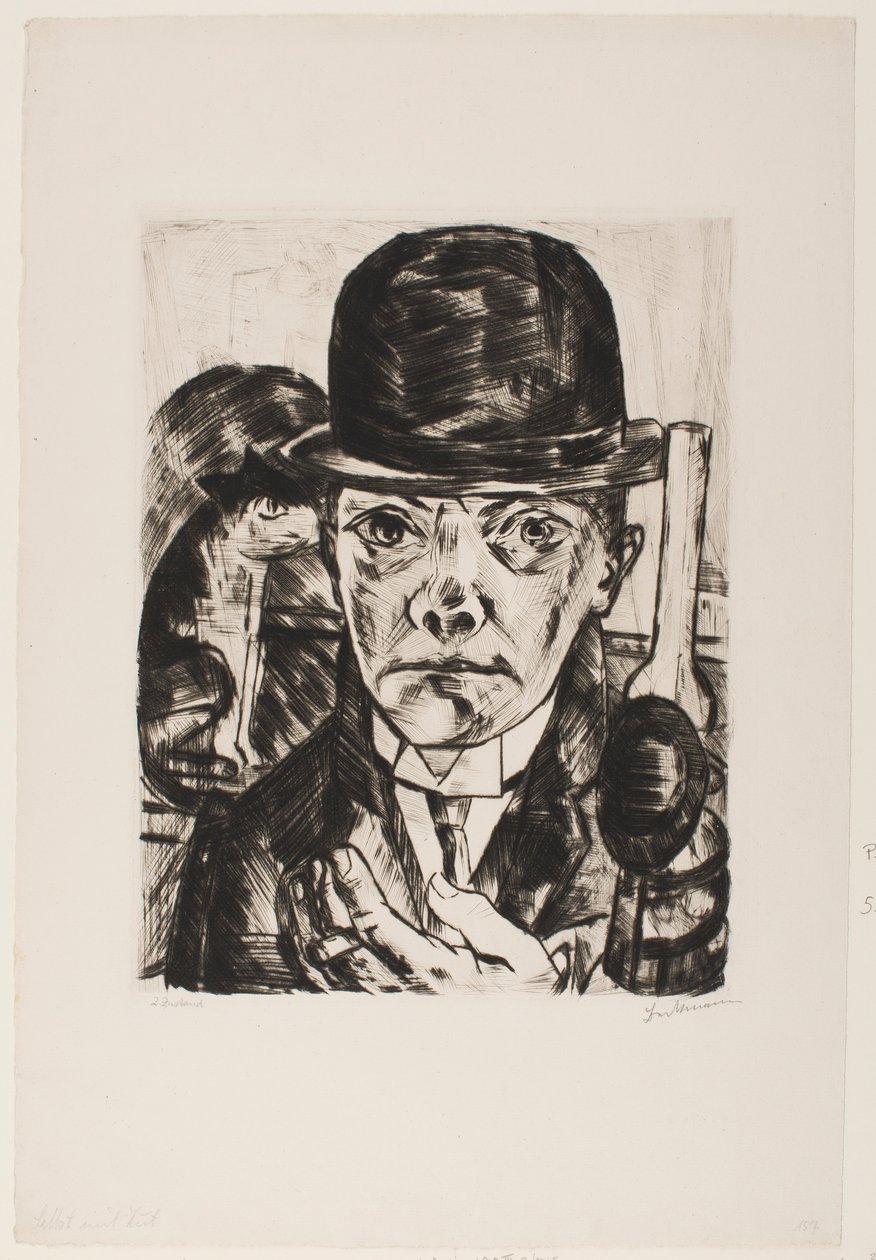 Selvportrett i bowlerhatt av Max Beckmann