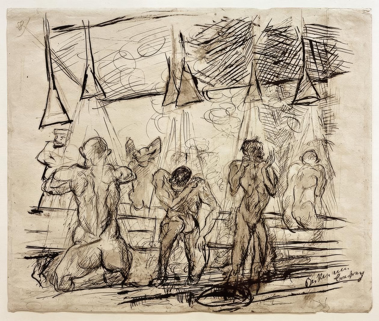Soldaterbad - soldater som dusjer av Max Beckmann