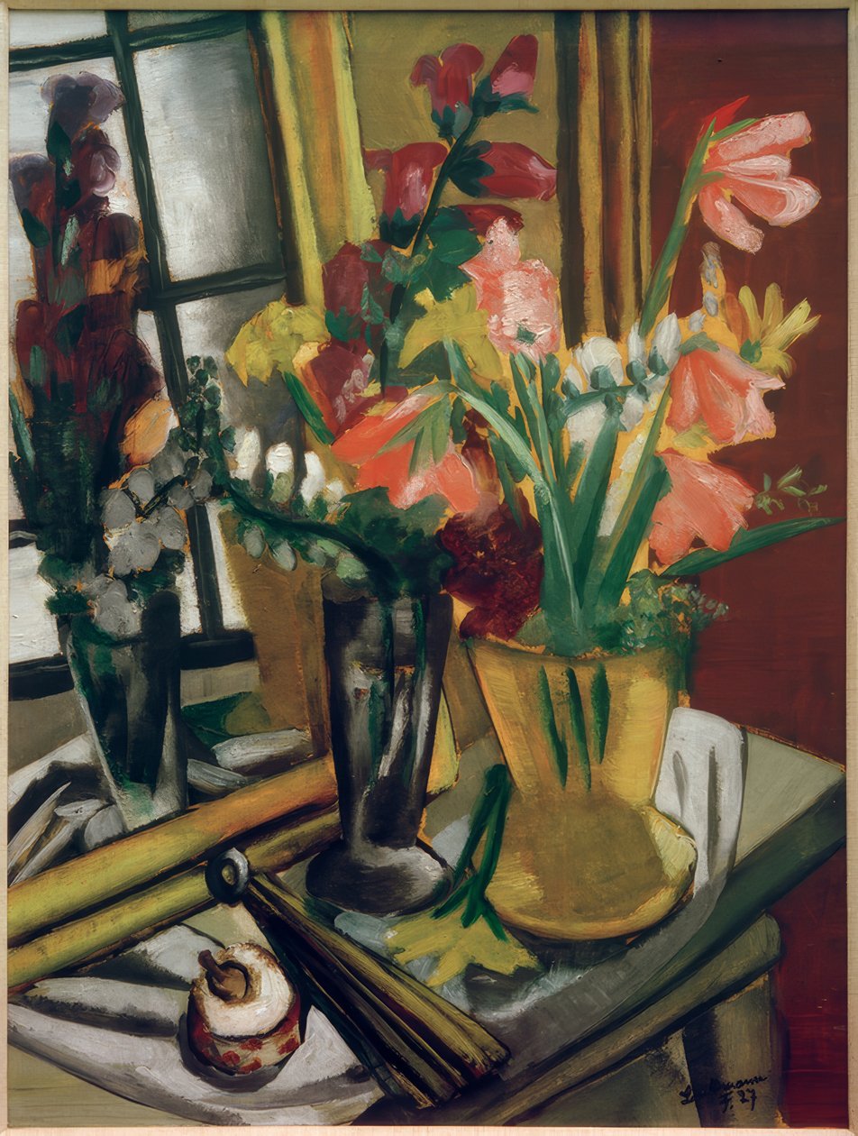 Stilleben med speil av Max Beckmann