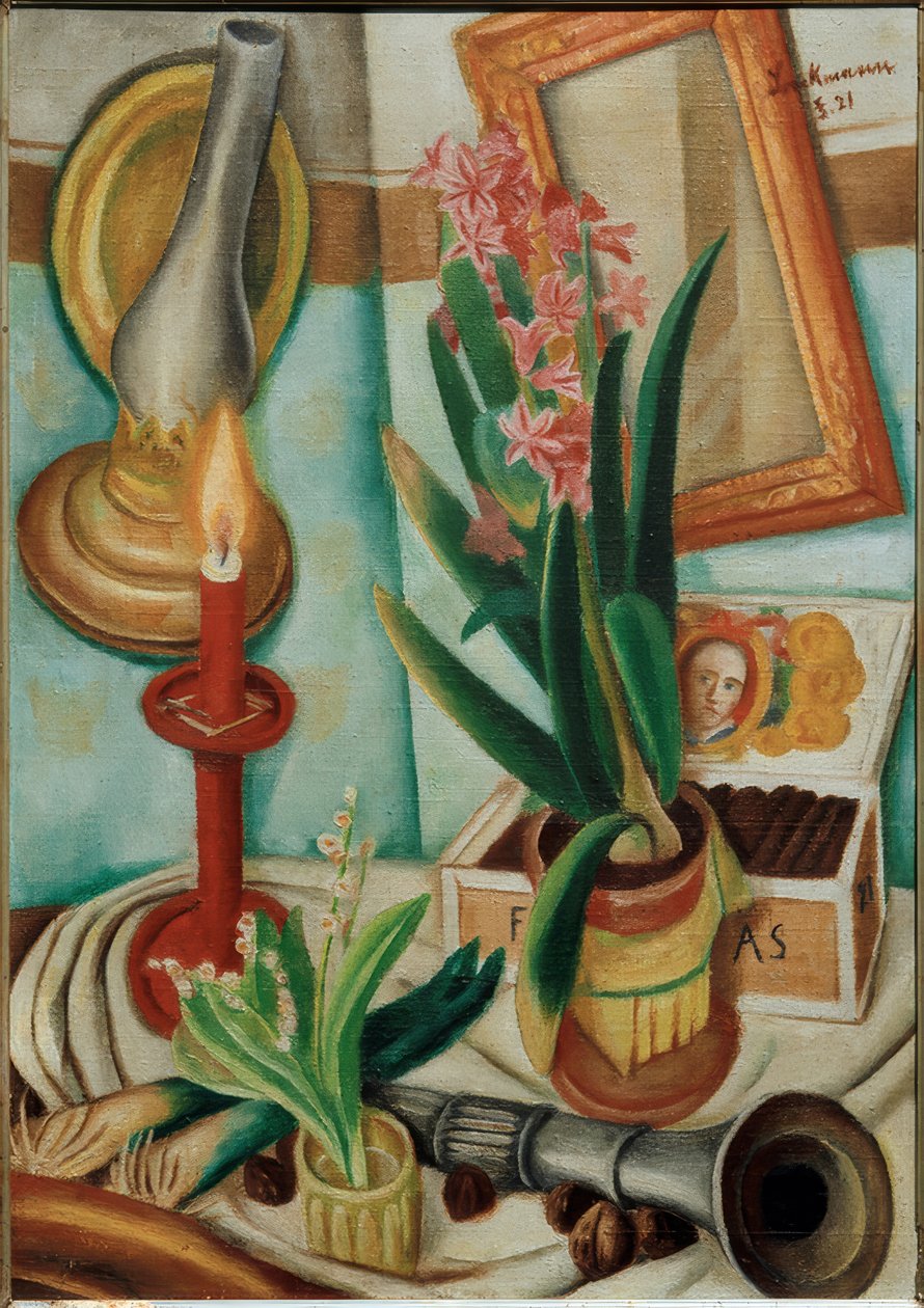 Stilleben med et brennende stearinlys av Max Beckmann