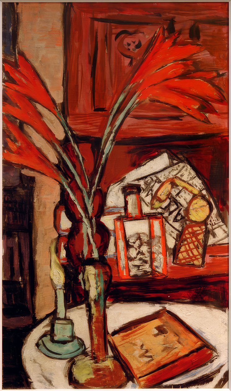 Stilleben med et grønt lys av Max Beckmann