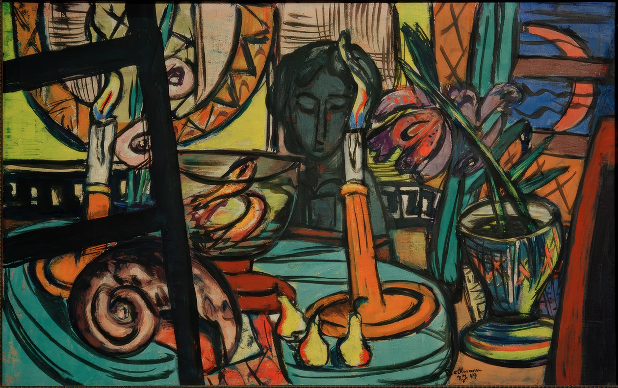 Stilleben med sort plast av Max Beckmann