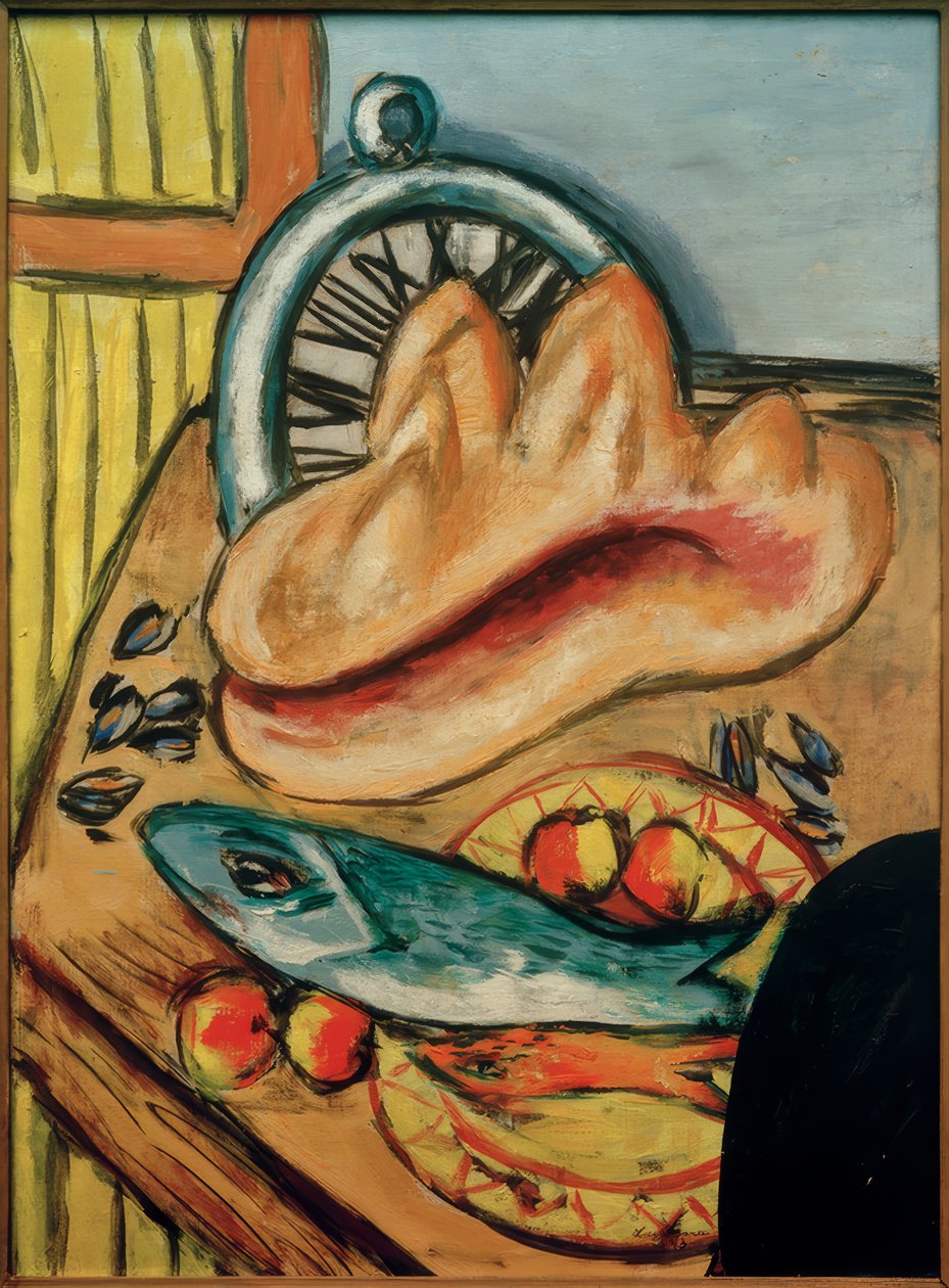 Stilleben med fisk og skjell av Max Beckmann
