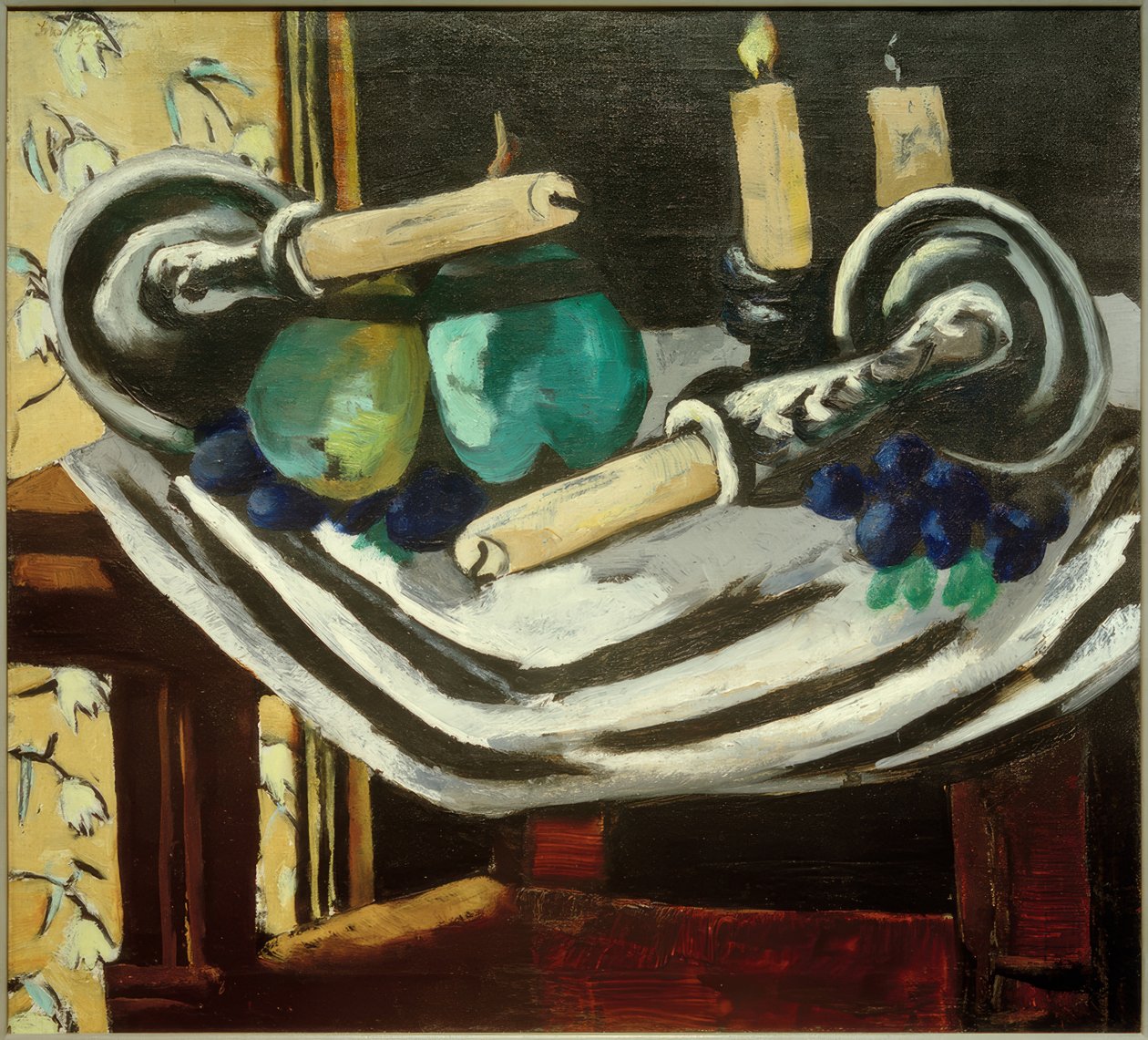 Stilleben med veltede lys av Max Beckmann