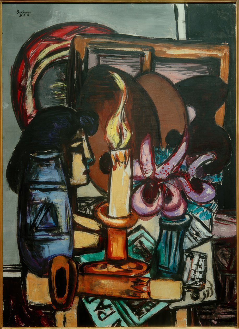 Stilleben med to store lys av Max Beckmann