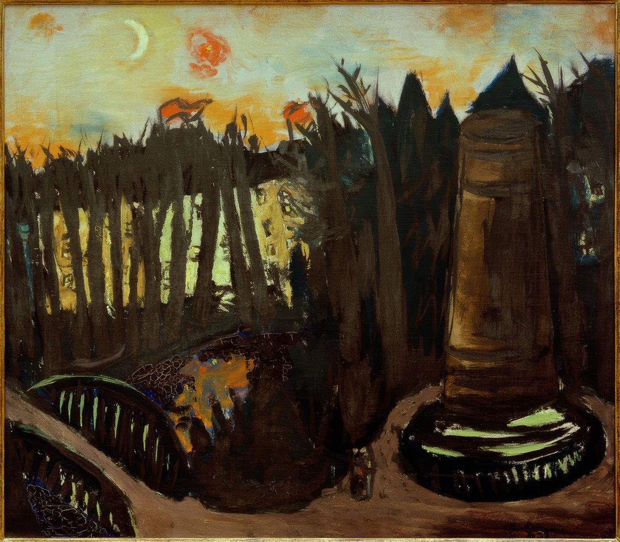 Tiergarten om natten med rød himmel av Max Beckmann