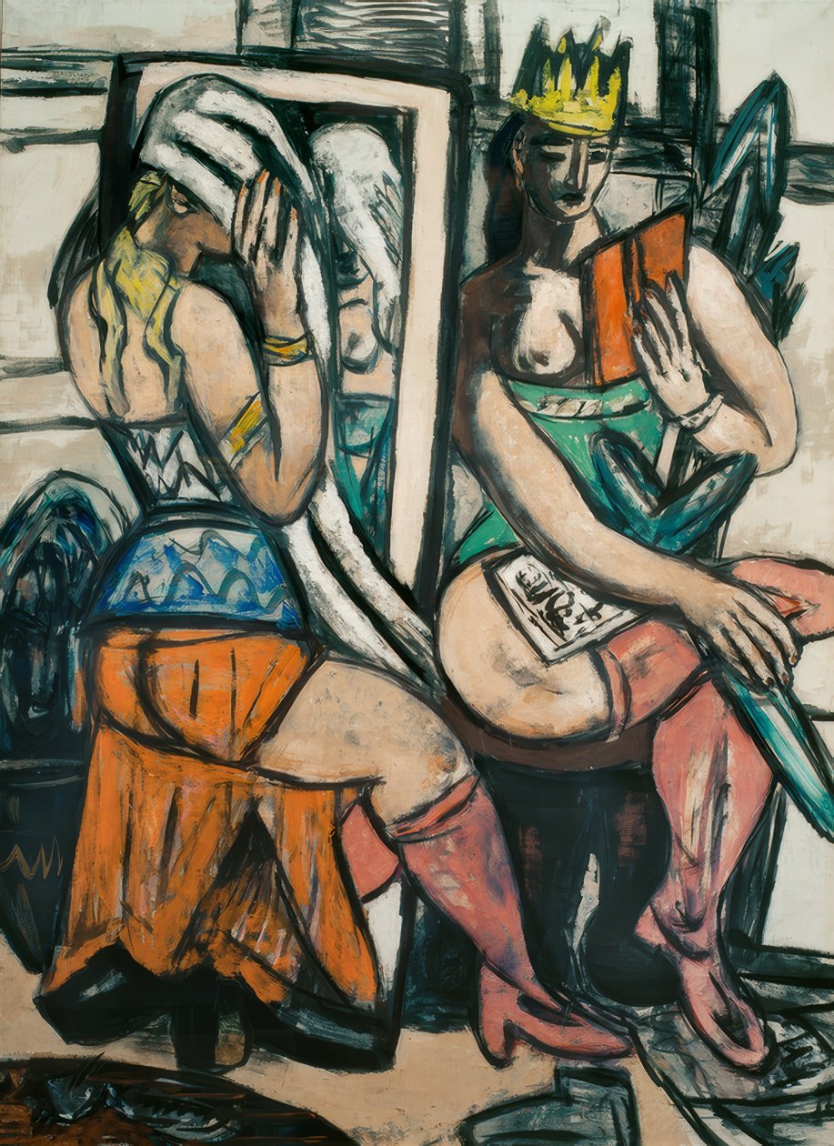 To skuespillerinner i garderoben av Max Beckmann