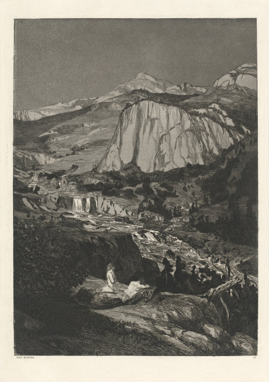 Månelys natt Mondnacht: pl. 4, utgitt 1881. av Max Klinger