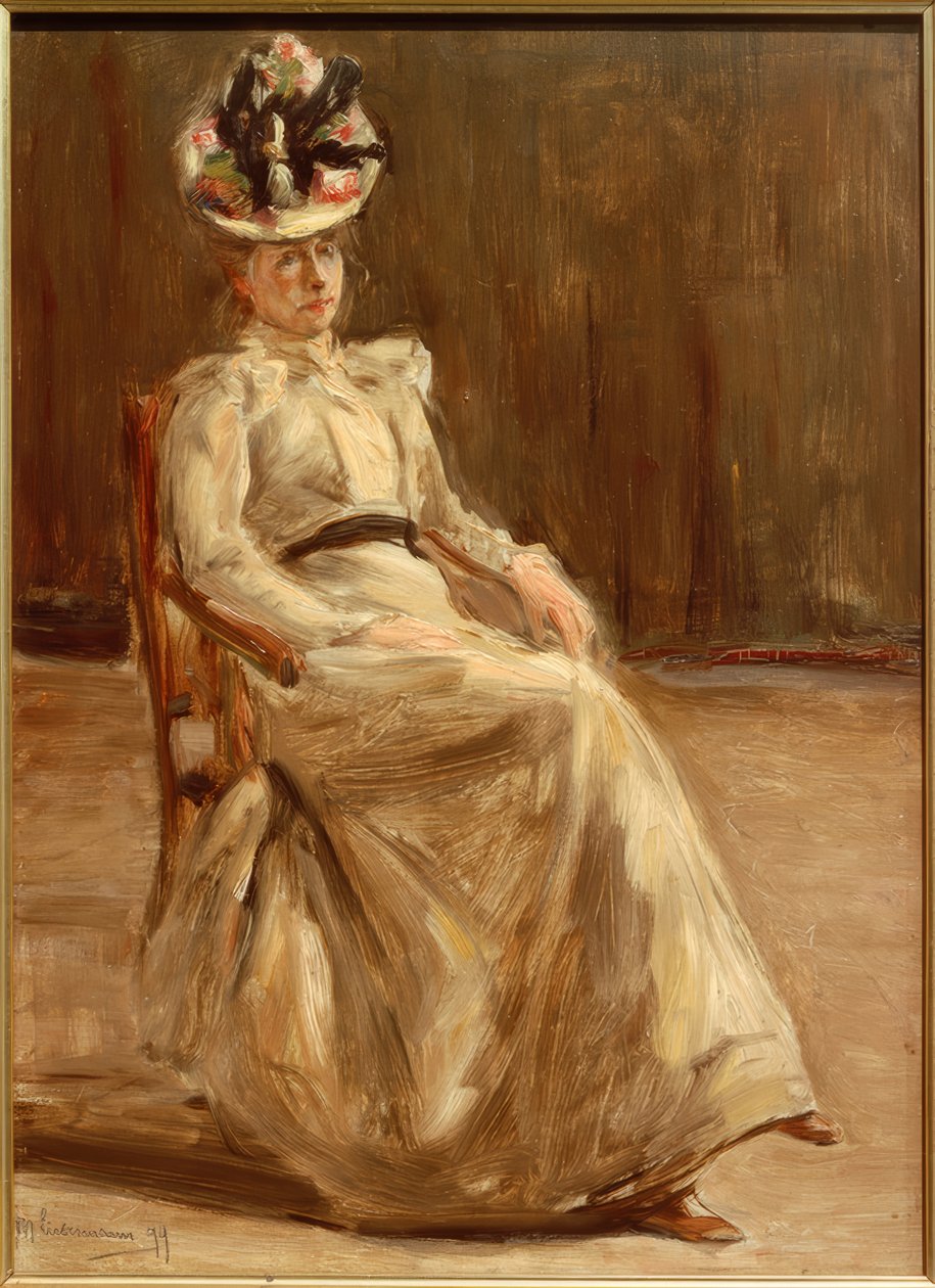 Portrett av en sittende dame i helfigur av Max Liebermann