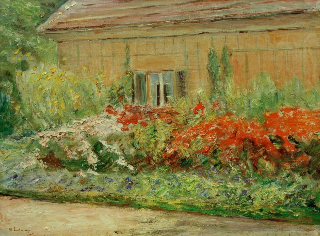 Blomsterbusker ved gartnerhytta mot nord av Max Liebermann
