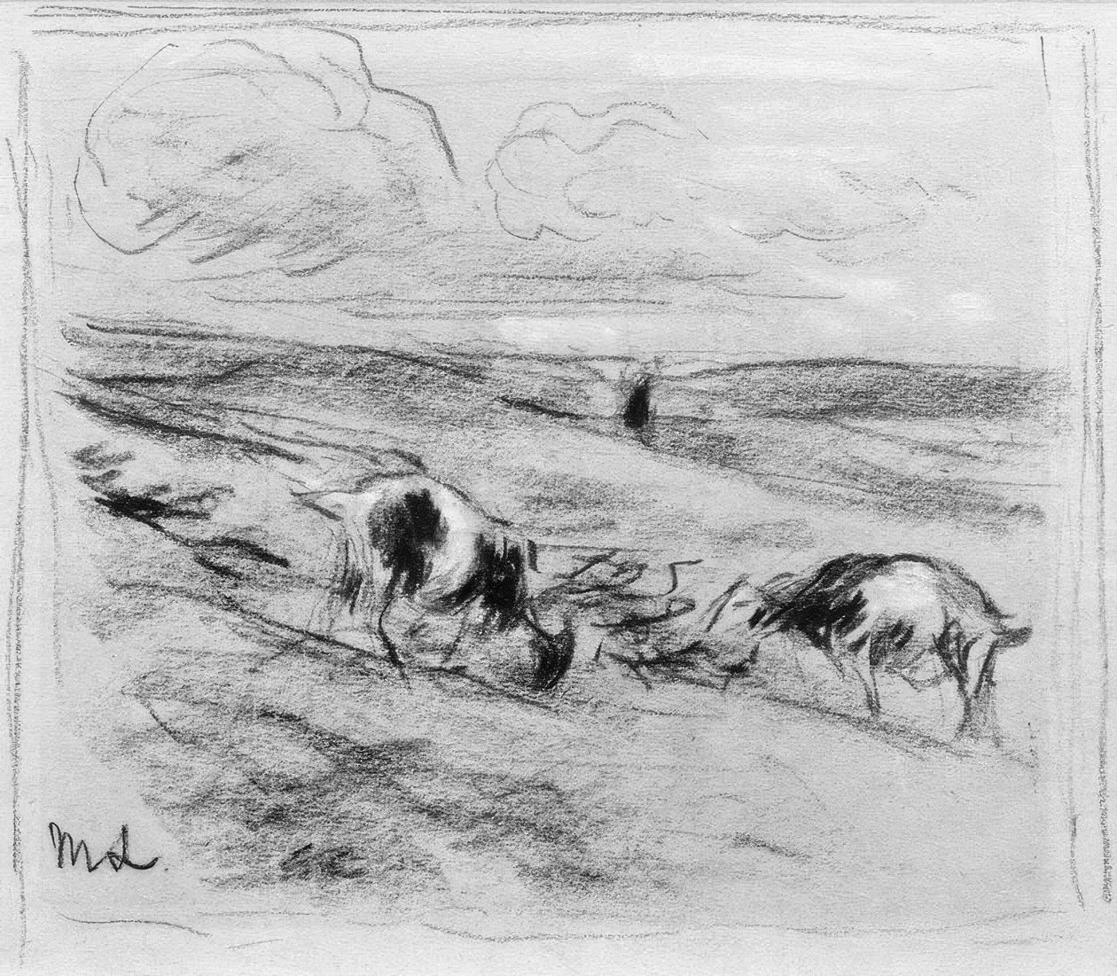 Beitende geiter i sanddynene av Max Liebermann