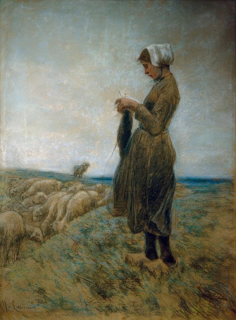 Nederlandsk gjeterjente (strikke gjeterinne) av Max Liebermann