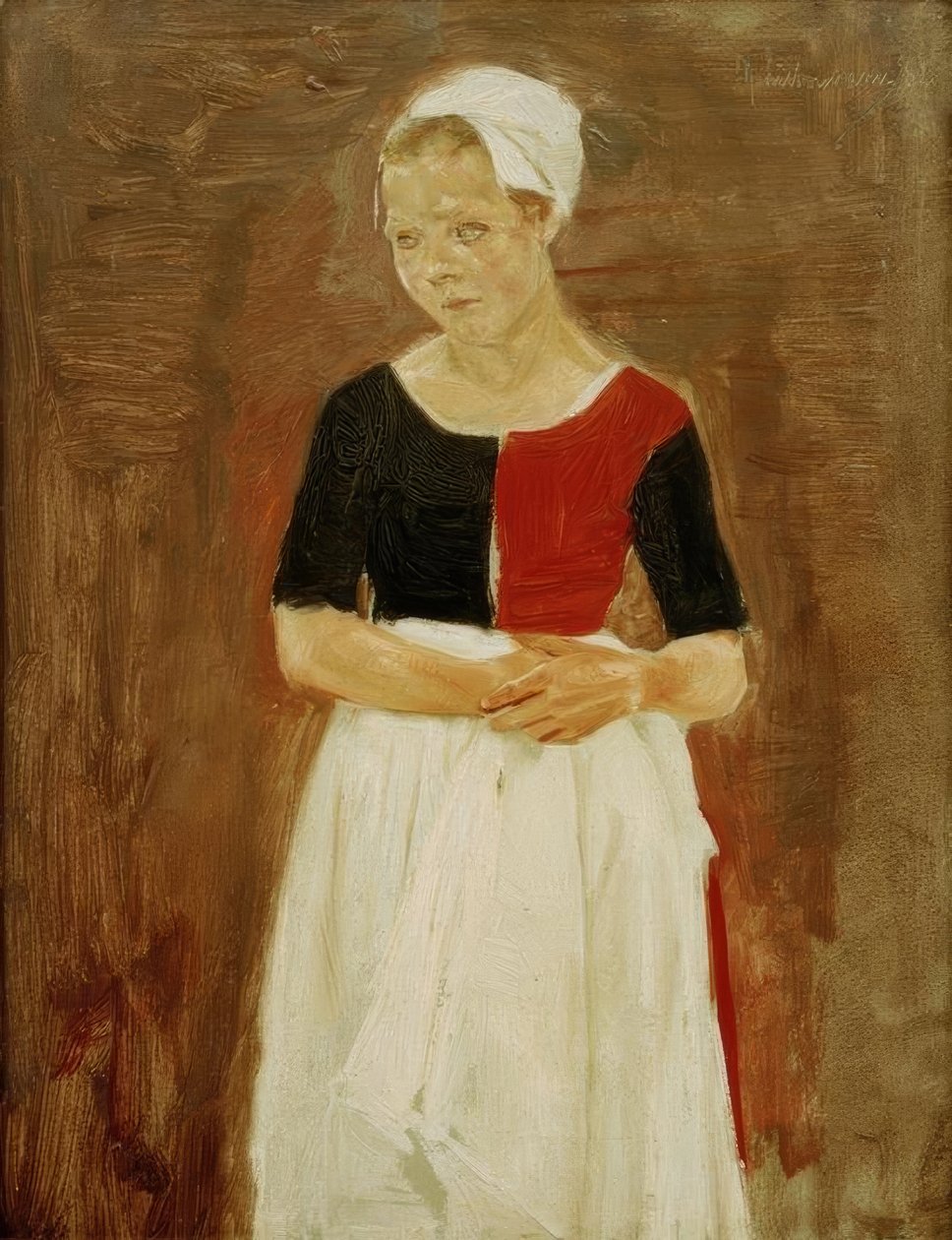 M.Liebermann, stående foreldreløs jente av Max Liebermann