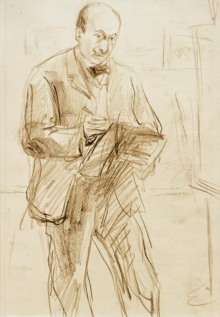 Max Liebermann / selvportrett, tegning av Max Liebermann