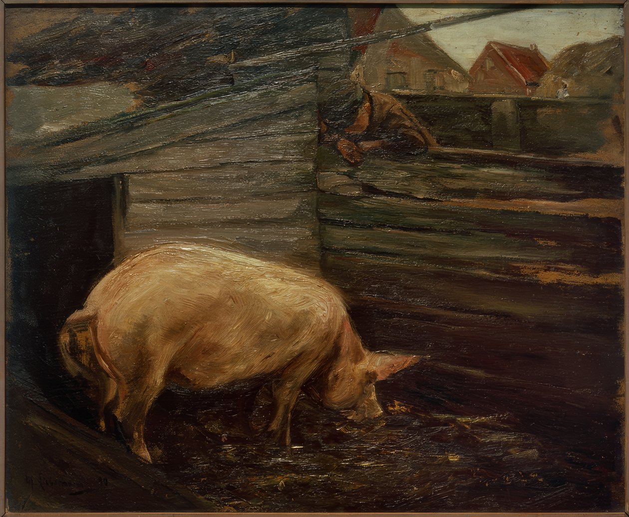 Grisebinger med gårdsgutter av Max Liebermann