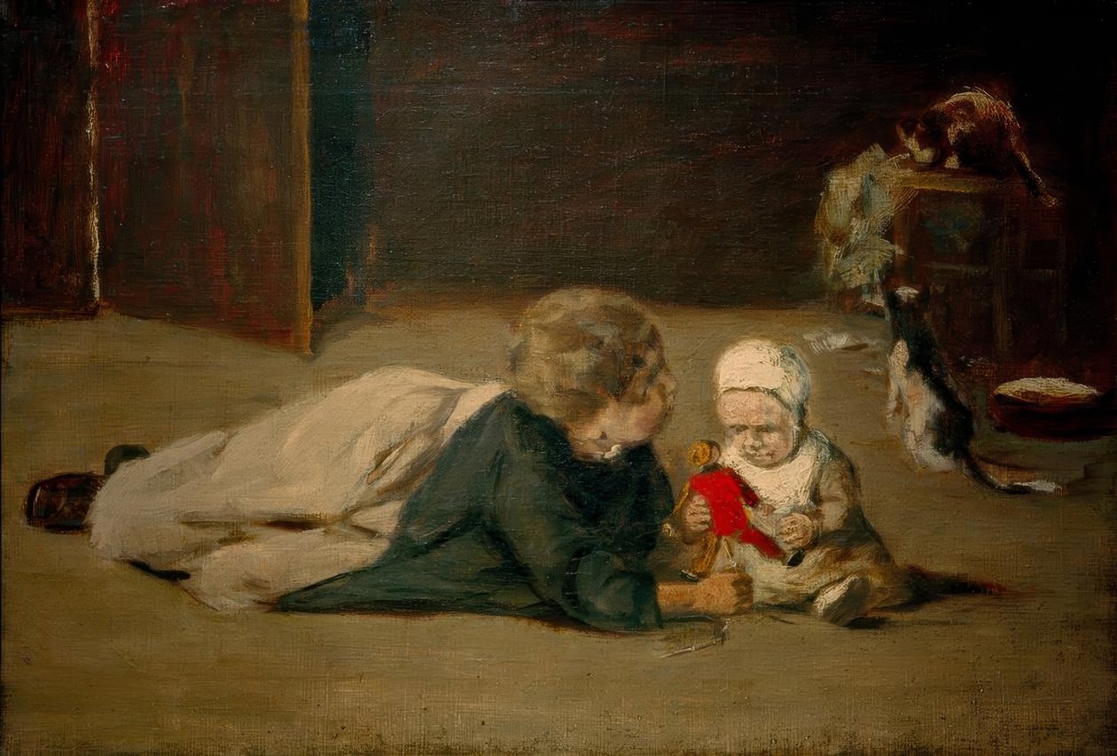 Lekende barn - studer av Max Liebermann