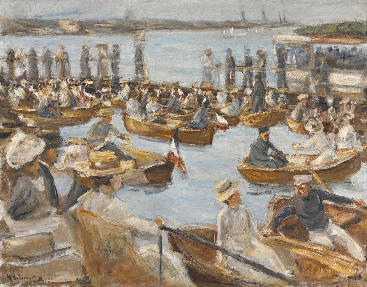 Sommerkveld på Alster-elven, Hamburg av Max Liebermann
