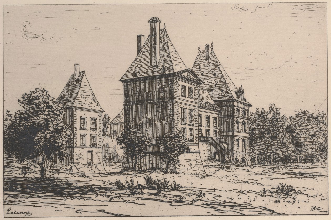 Chateau Thierry (etsing og tørrnål) av Maxime Lalanne