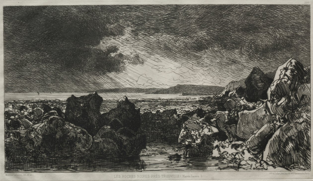 De svarte steinene nær Trouville. av Maxime Lalanne