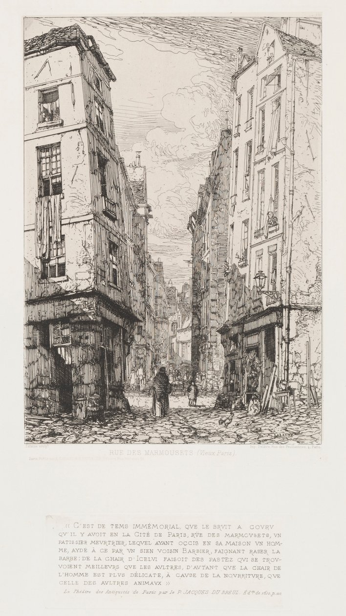 Rue des Marmosets gamle Paris, 1862. av Maxime Lalanne