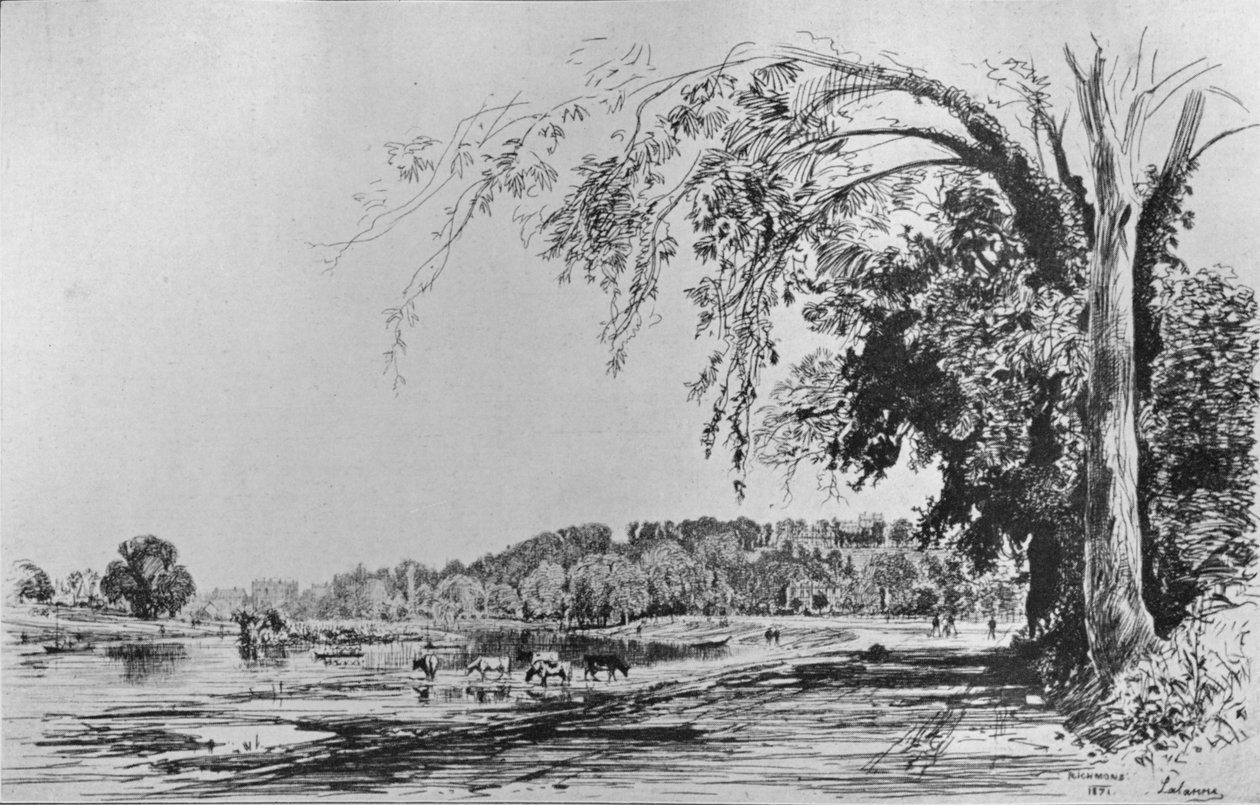 Utsikt over Richmond fra Themsen, 1871 av Maxime Lalanne