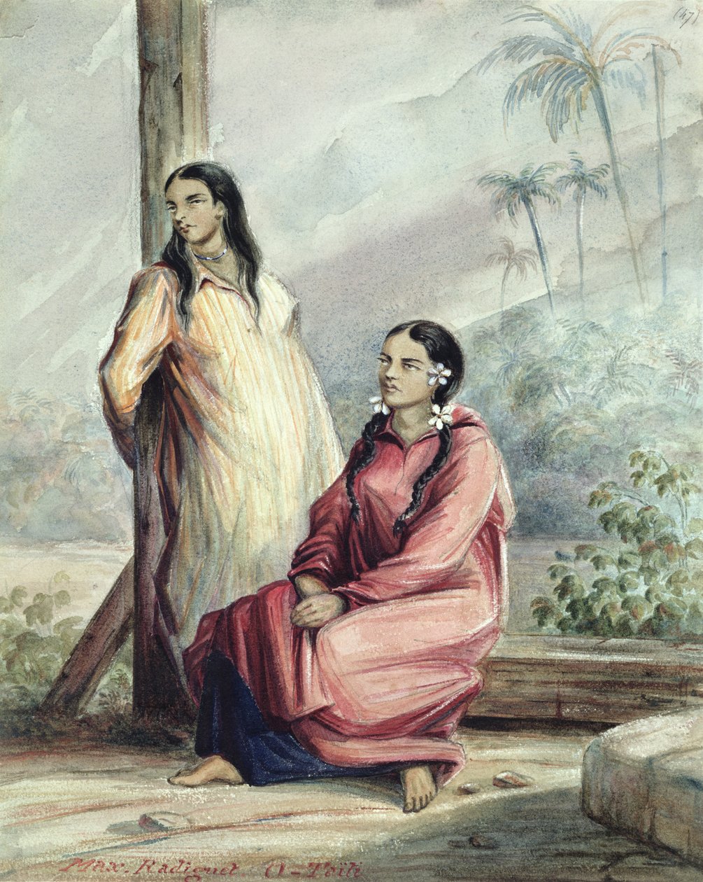 To tahitiske kvinner, ca. 1841-48 av Maximilien Radiguet