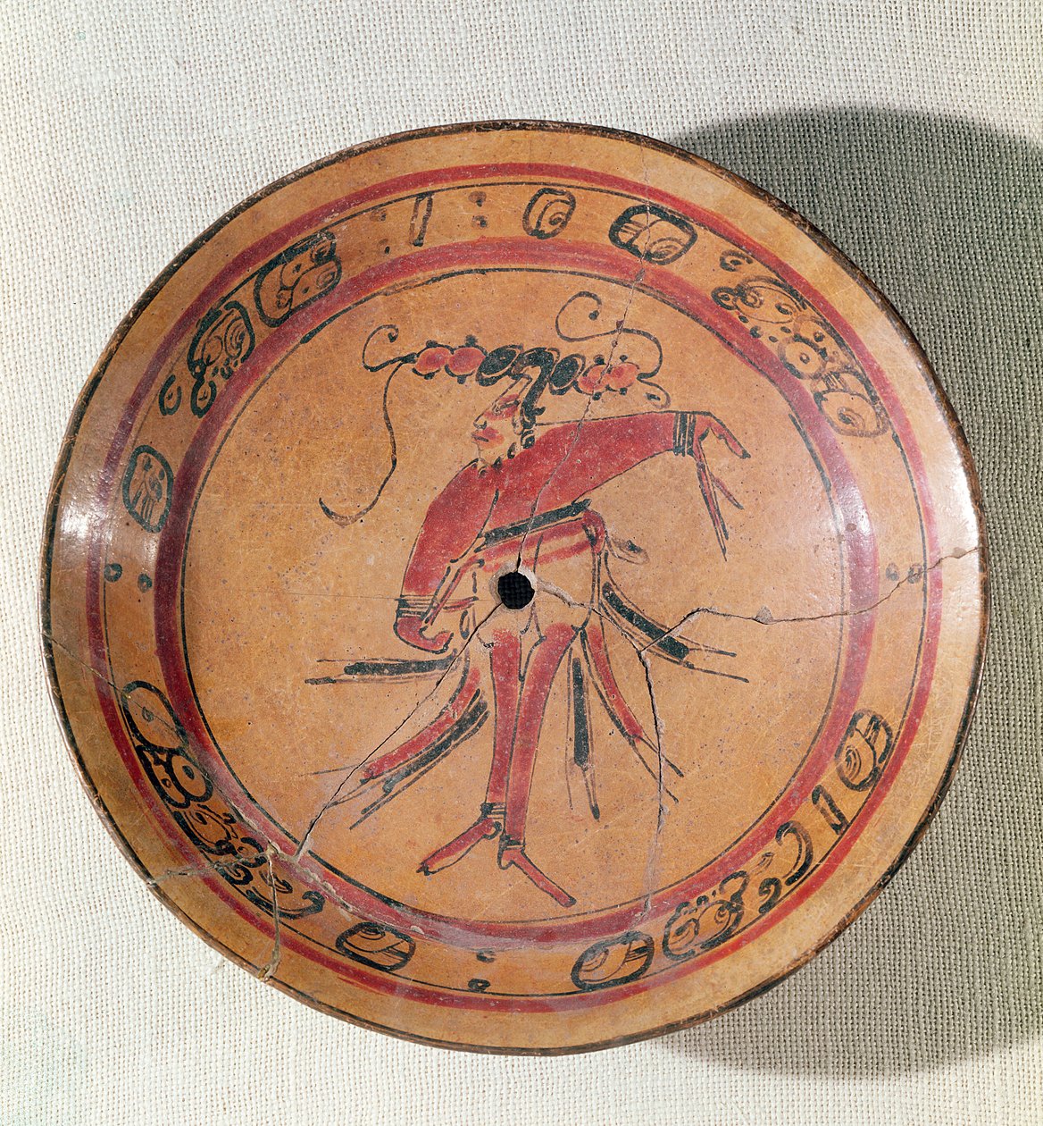 Stort stativ som viser en skuespiller eller danser, 600-950 (malt terrakotta) av Mayan