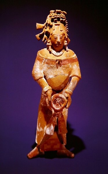 Figur, fra Campeche, Jaina-stil, Late Classic (keramikk) av Mayan