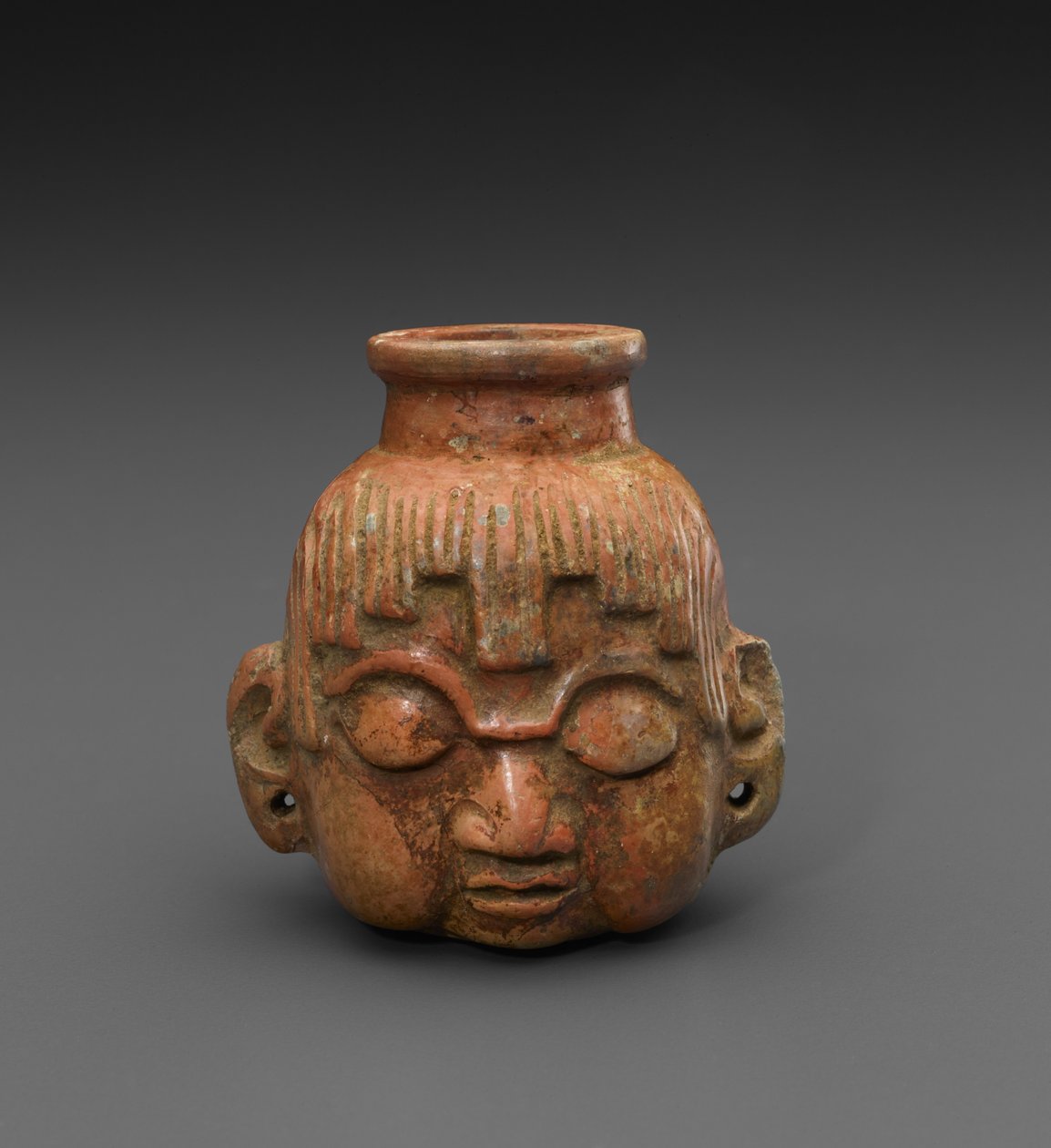 Effigy Head Flask, 600-900 AD (keramikk) av Mayan Mayan