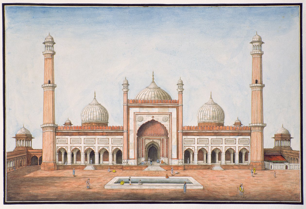 Jummah Musjeed, Delhi, ca. 1840 av Mazar or Mazhar Ali Khan