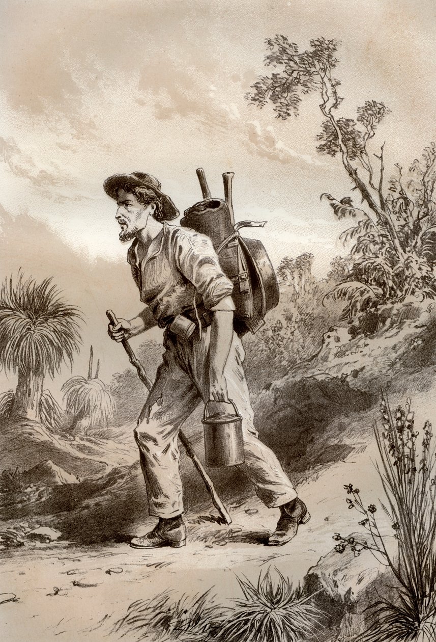 Digger on the tramp, Australia, 1879. av McFarlane and Erskine