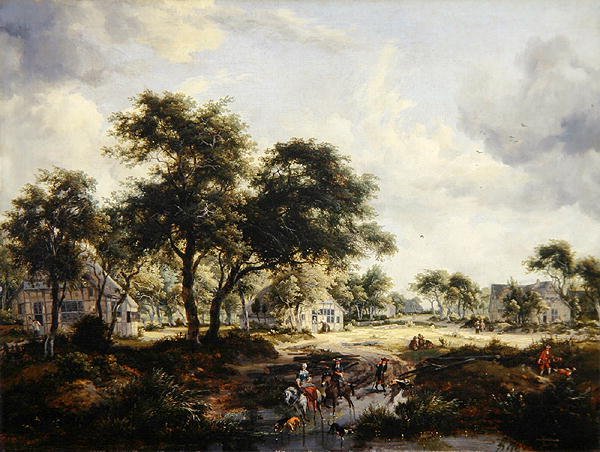 Skogkledd landskap av Meindert Hobbema