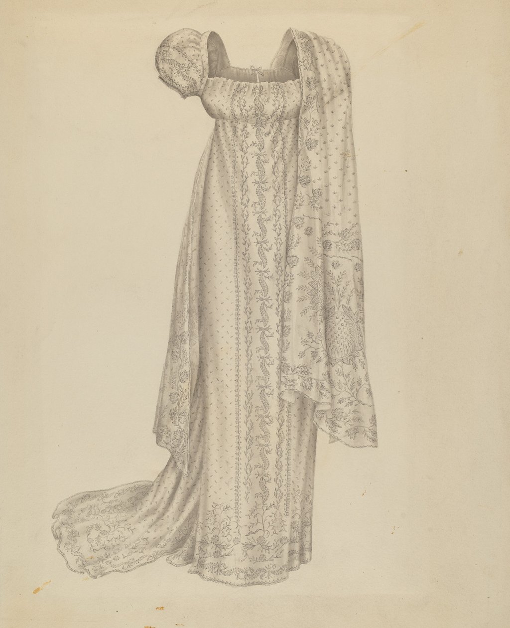 Brudekjole med skjerf, ca. 1939. av Melita Hofmann