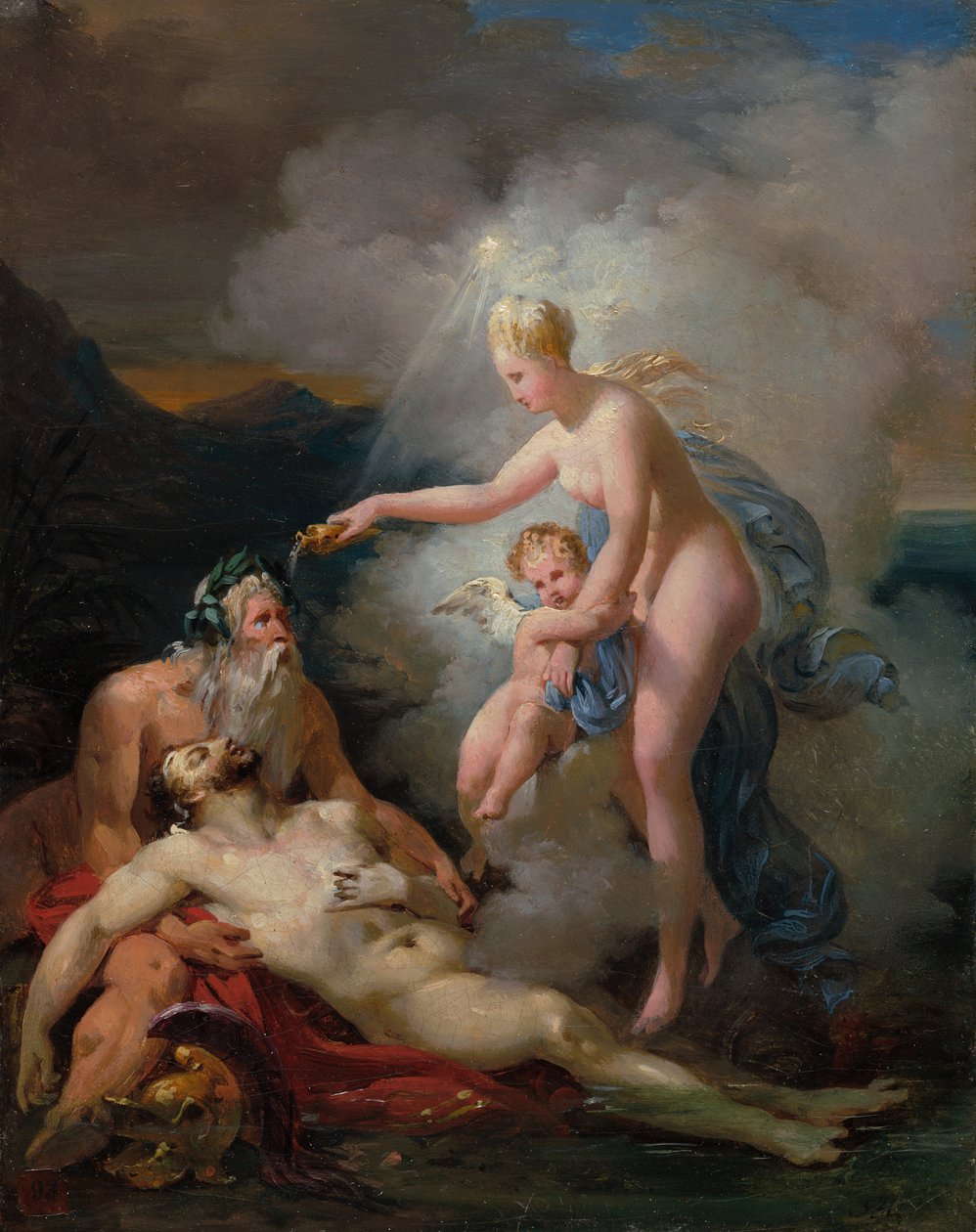 Venus Healing Aeneas, ca 1820. av Merry Joseph Blondel