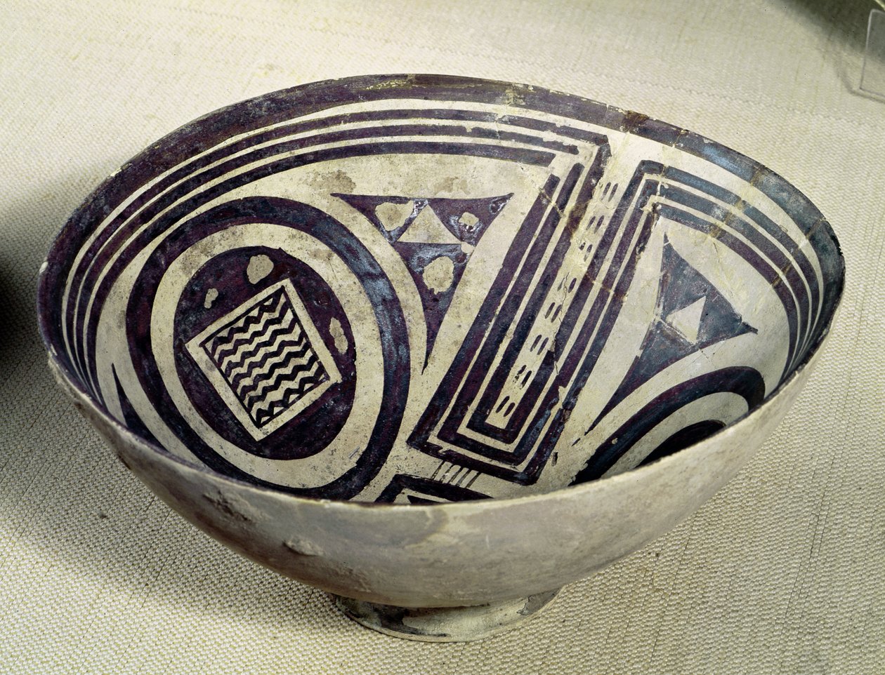 Skål dekorert med et geometrisk mønster, stil I, fra Susa, Iran, 3100-3000 f.Kr. (terrakotta) av Mesopotamian