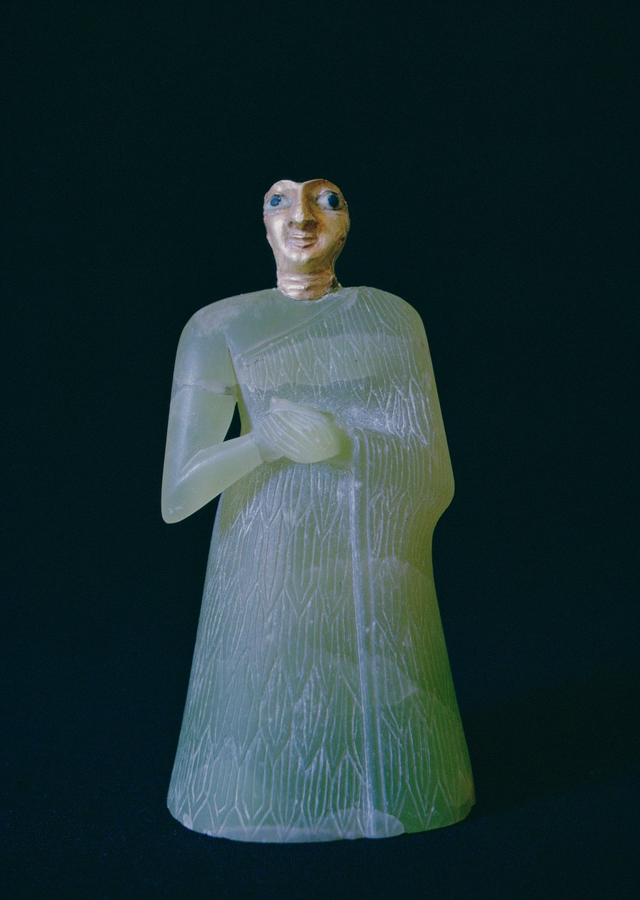 Kvinnefigur, fra Nippur, ca. 2700 f.Kr. (gips og gull) av Mesopotamian