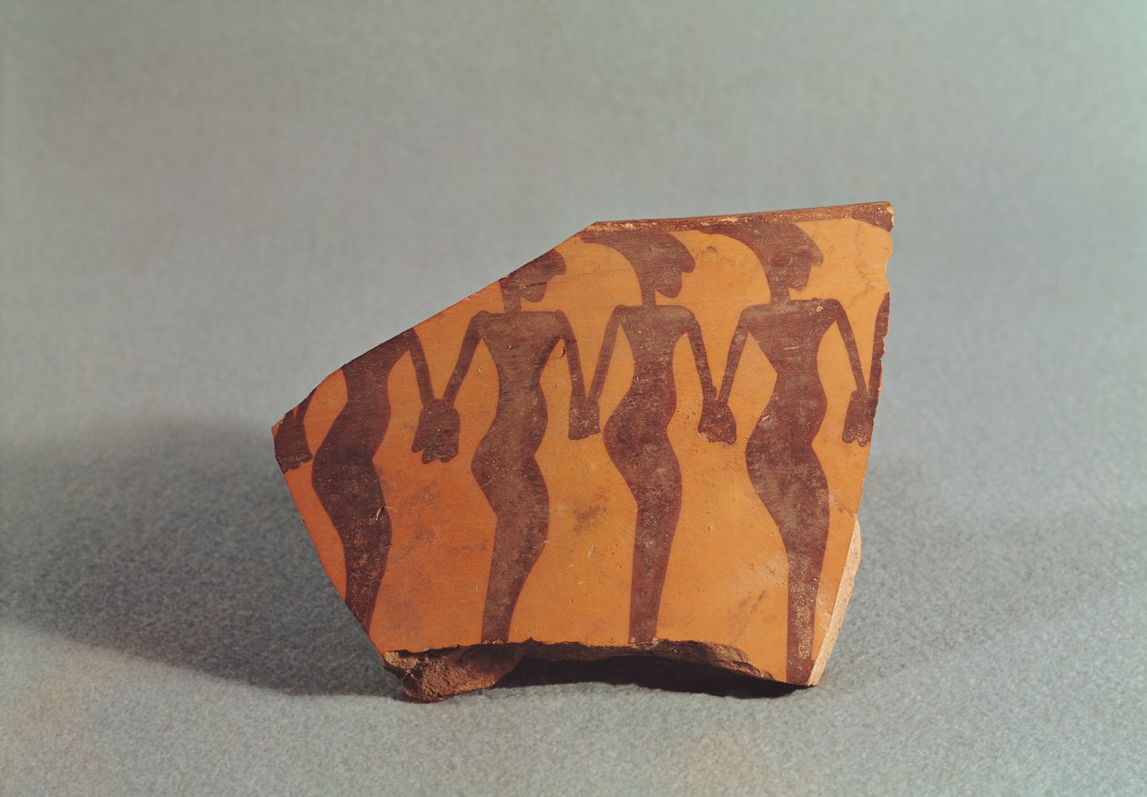 Fragment av keramikk som viser dansende kvinner, ca. 5000-4000 (keramikk) av Mesopotamian