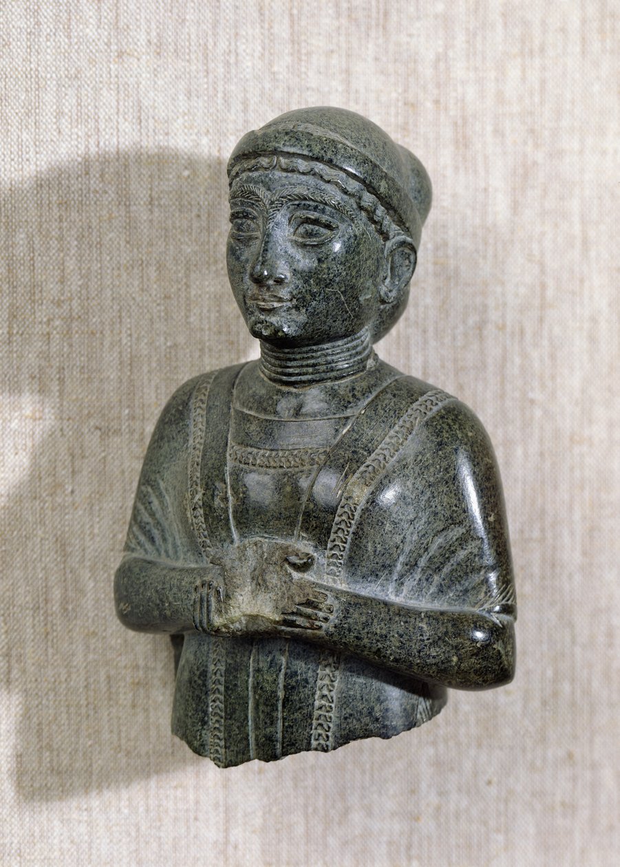 Prinsesse av Gudea-familien, 'Kvinnen med sjalet', fra Telloh (gamle Girsu) ca. 2130-2150 f.Kr. (steatitt) av Mesopotamian