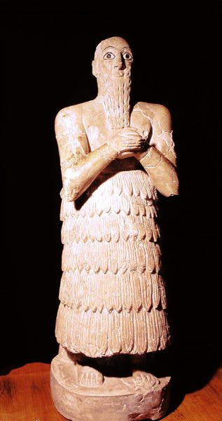 Statue av Itur-Shamagen, kongen av Mari, ved bønn, fra Mari, Midt-Eufrat, 2800-2300 f.Kr. (alabast) (se også 187144) av Mesopotamian