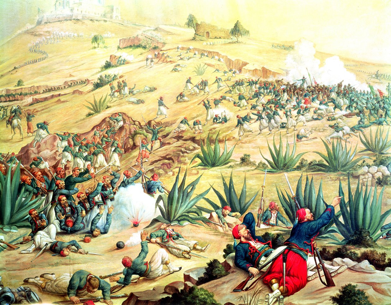 Slaget ved Puebla, 5. mai 1862 (olje) av Mexican School