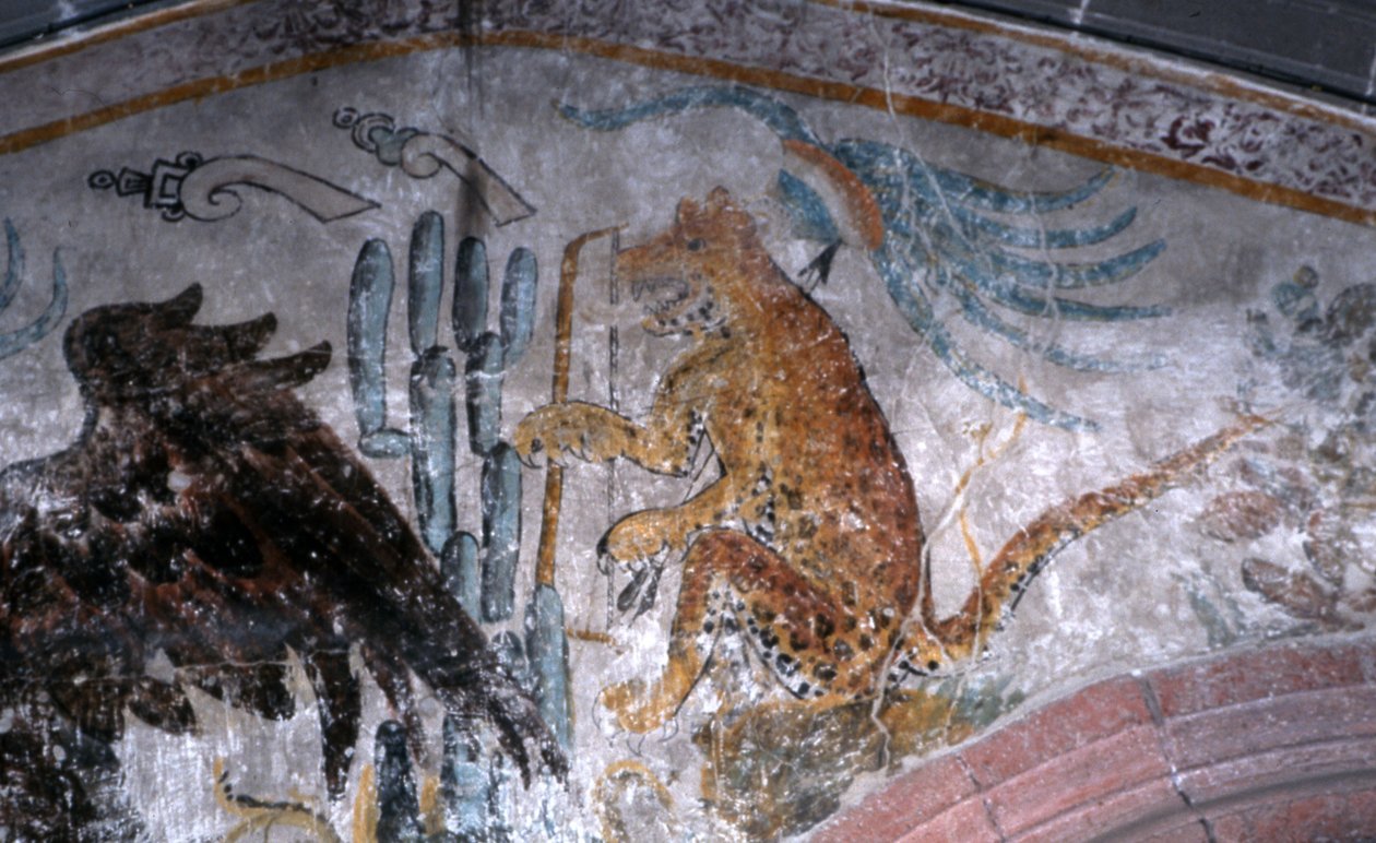 Detalj av et veggmaleri (fresco) av Mexican School